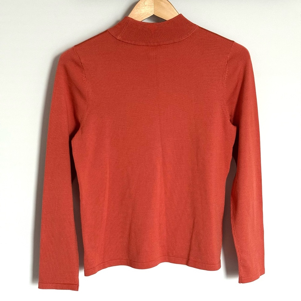 Pendleton Orange Silk Blend Mock Neck Sweater Siz… - image 2